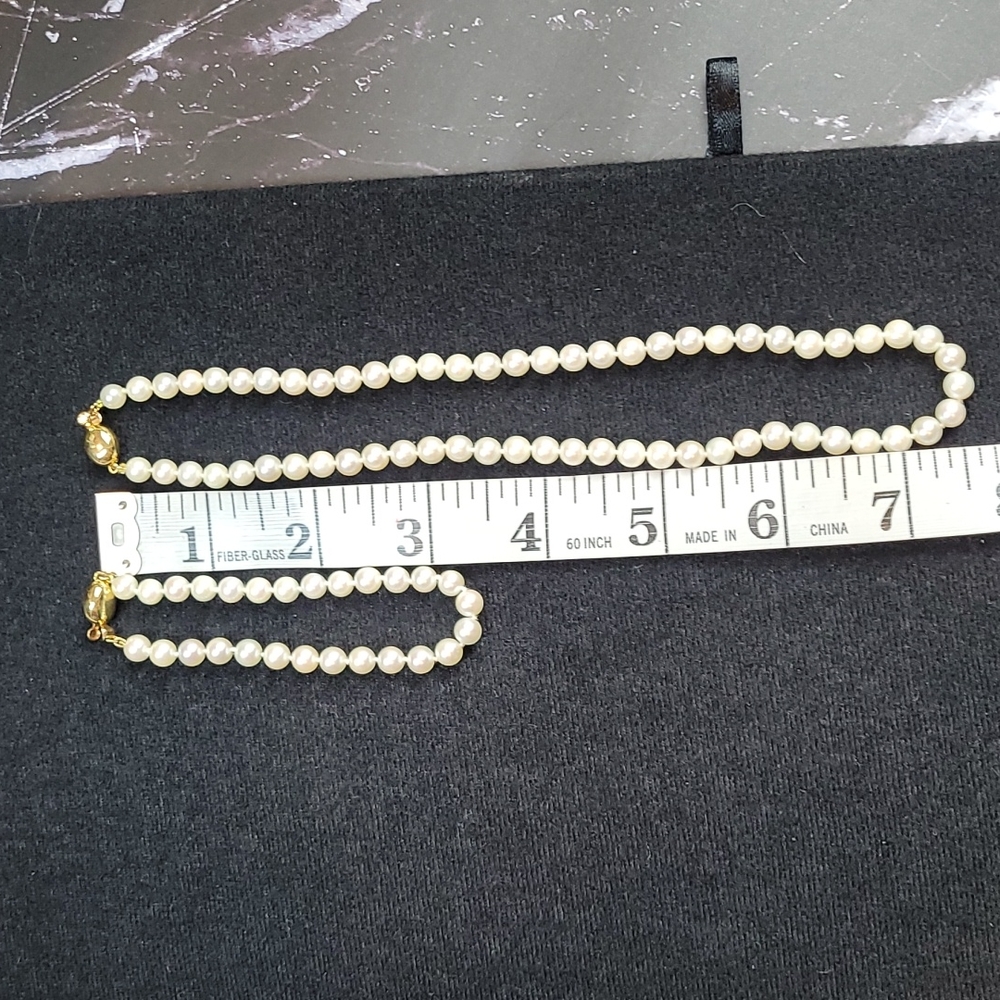CULTURED PEARL NECKLACE & BRACELET SET 18K - Picture 7 of 9